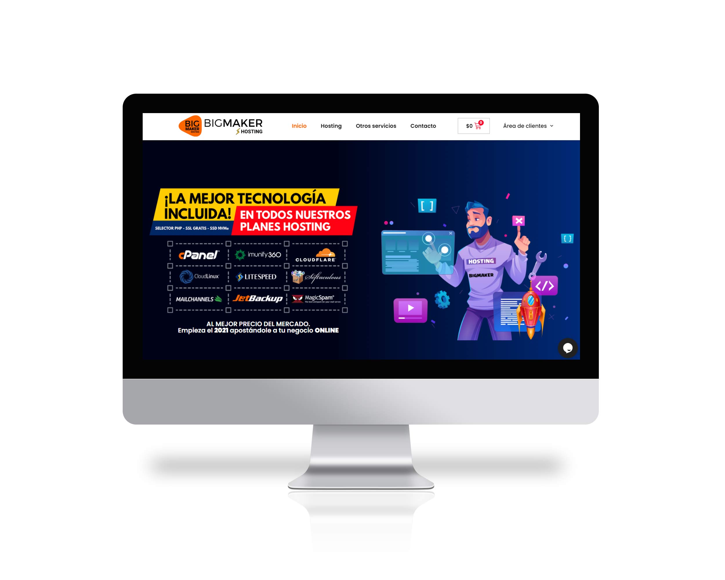 Diseño página web Hosting Bigmaker portafolio